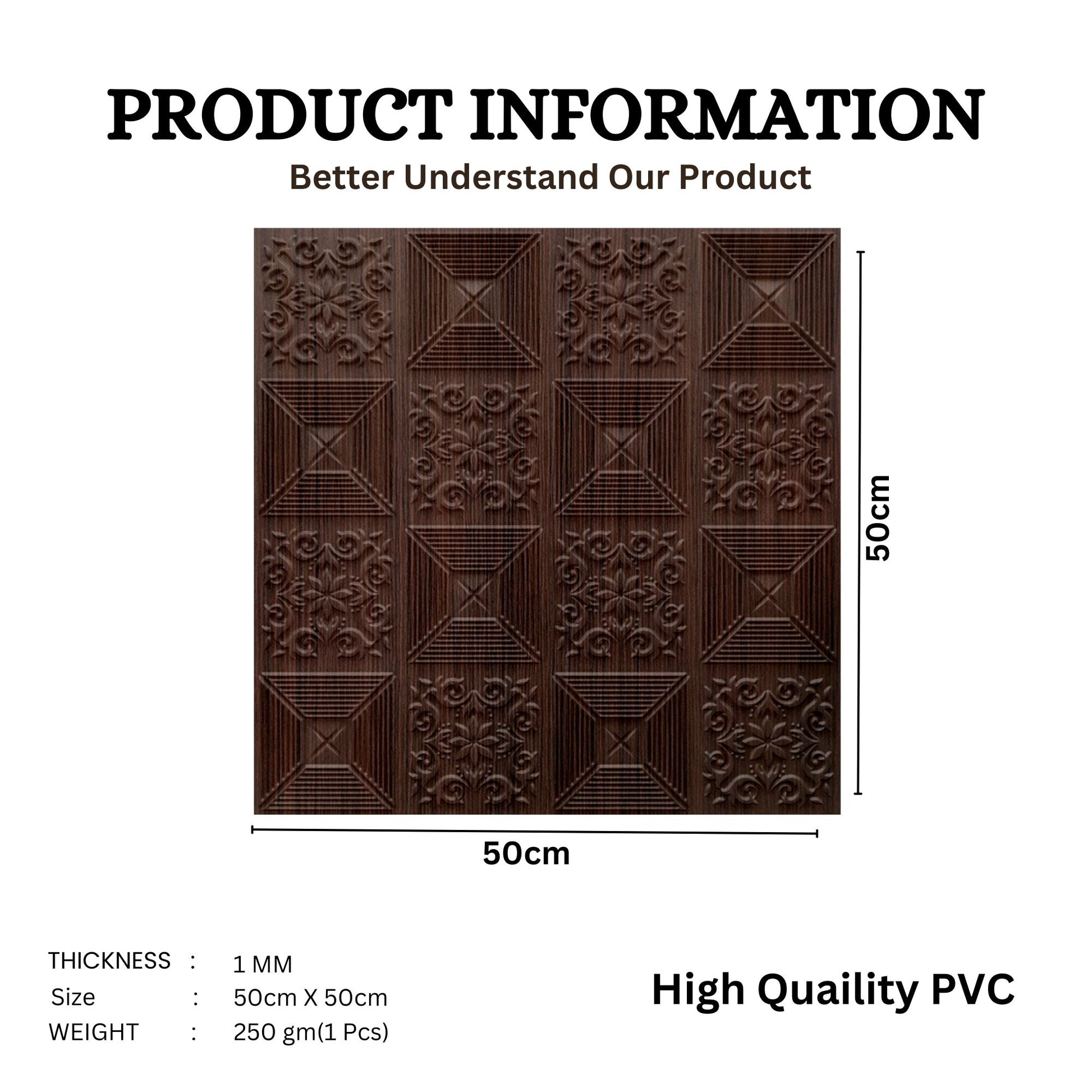 Walnut Wood Self Adhesive Wall Panels Flower Design