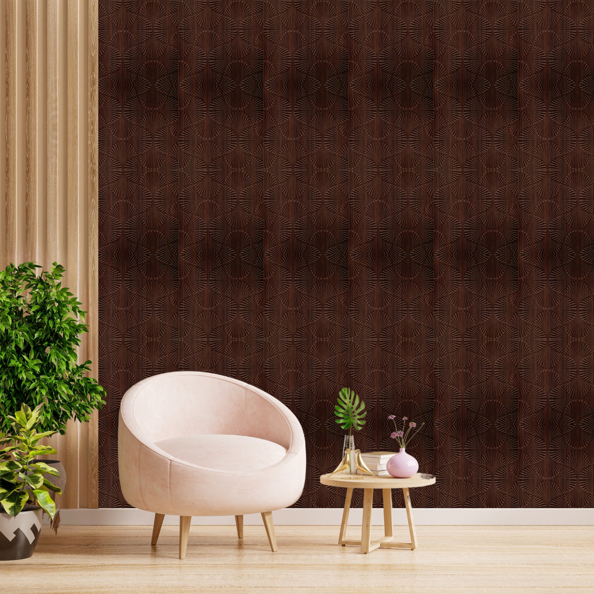 Walnut Wood Self Adhesive Panels Hand Fan Design