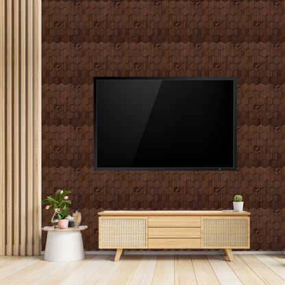 Walnut Wood Self Adhesive Panels Hexagon Design
