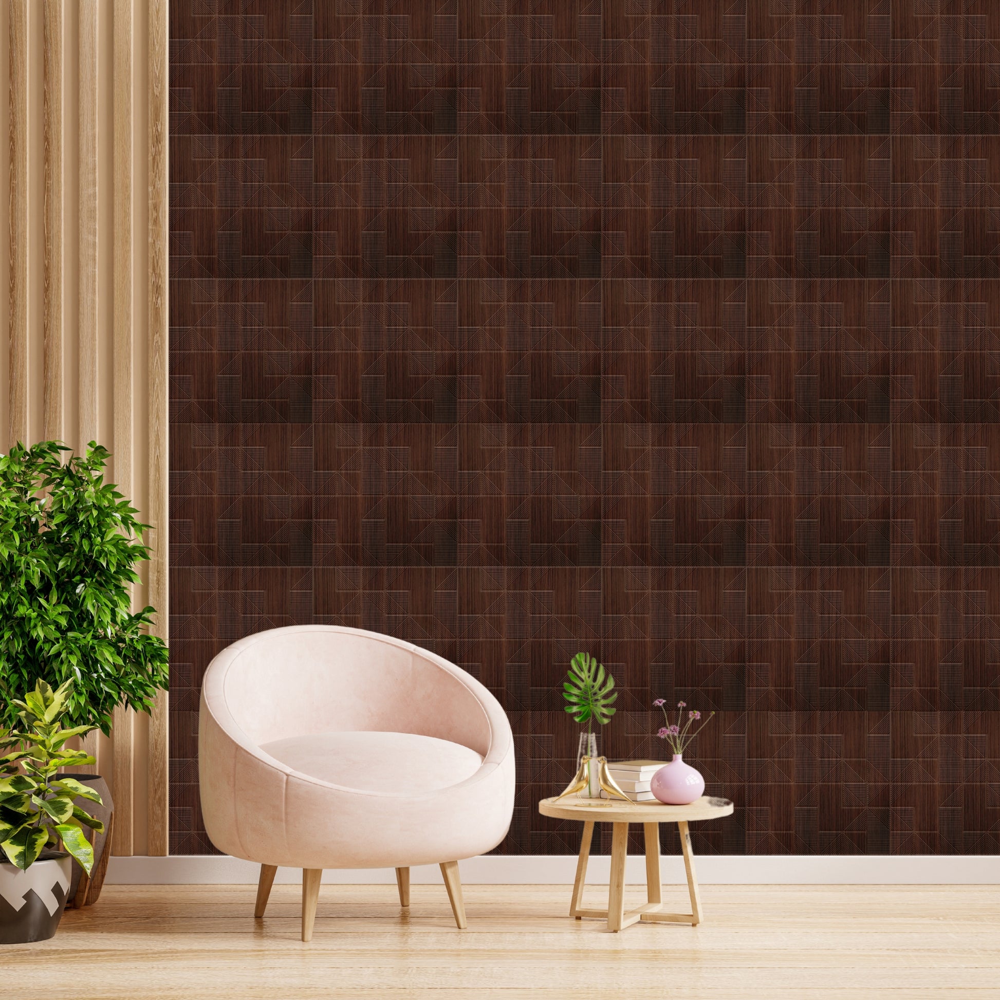 Walnut Wood Self Adhesive Panels Stripe Design
