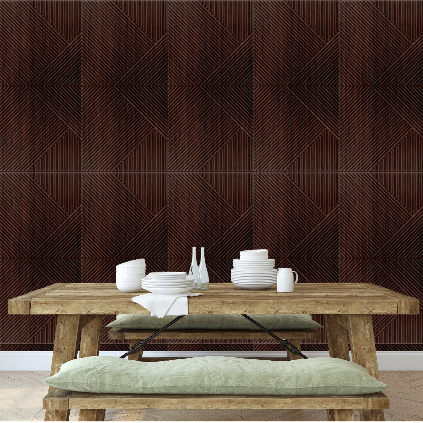 Walnut Wood Self Adhesive Panels Stripe Design