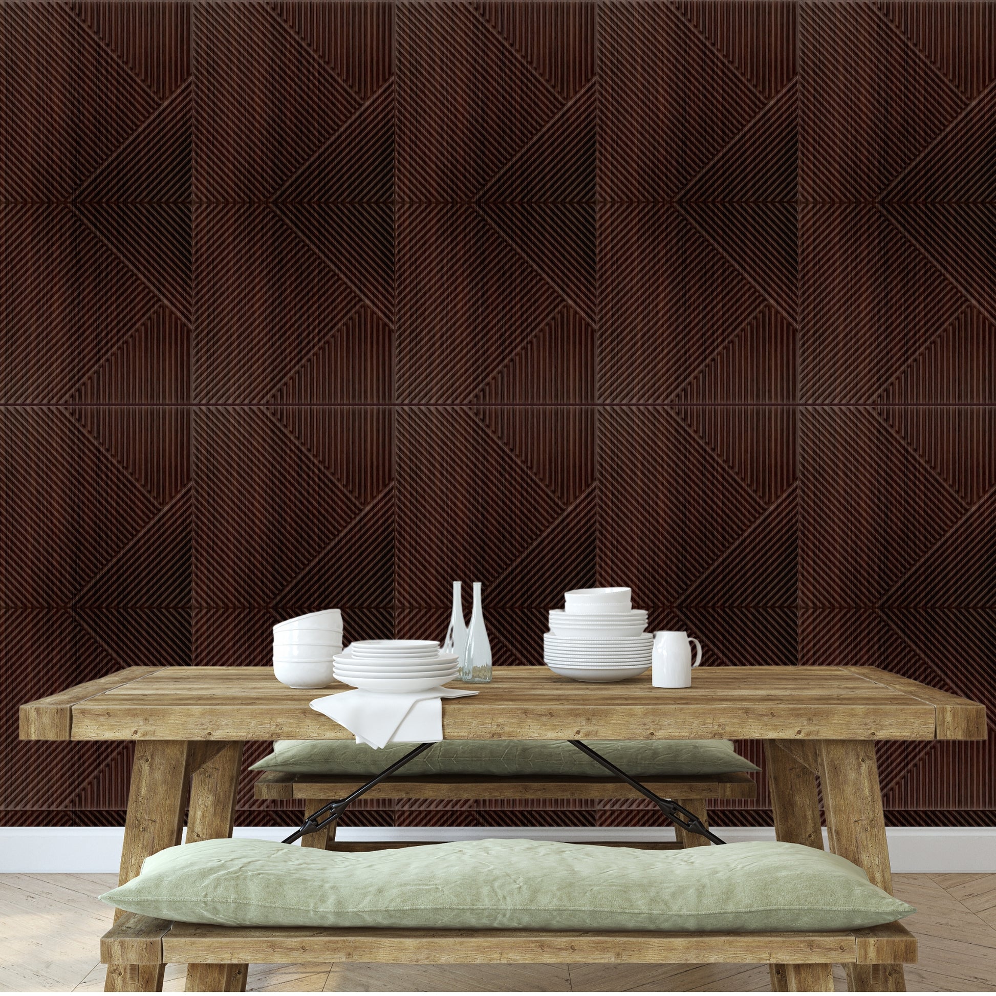 Walnut Wood Self Adhesive Panels Stripe Design