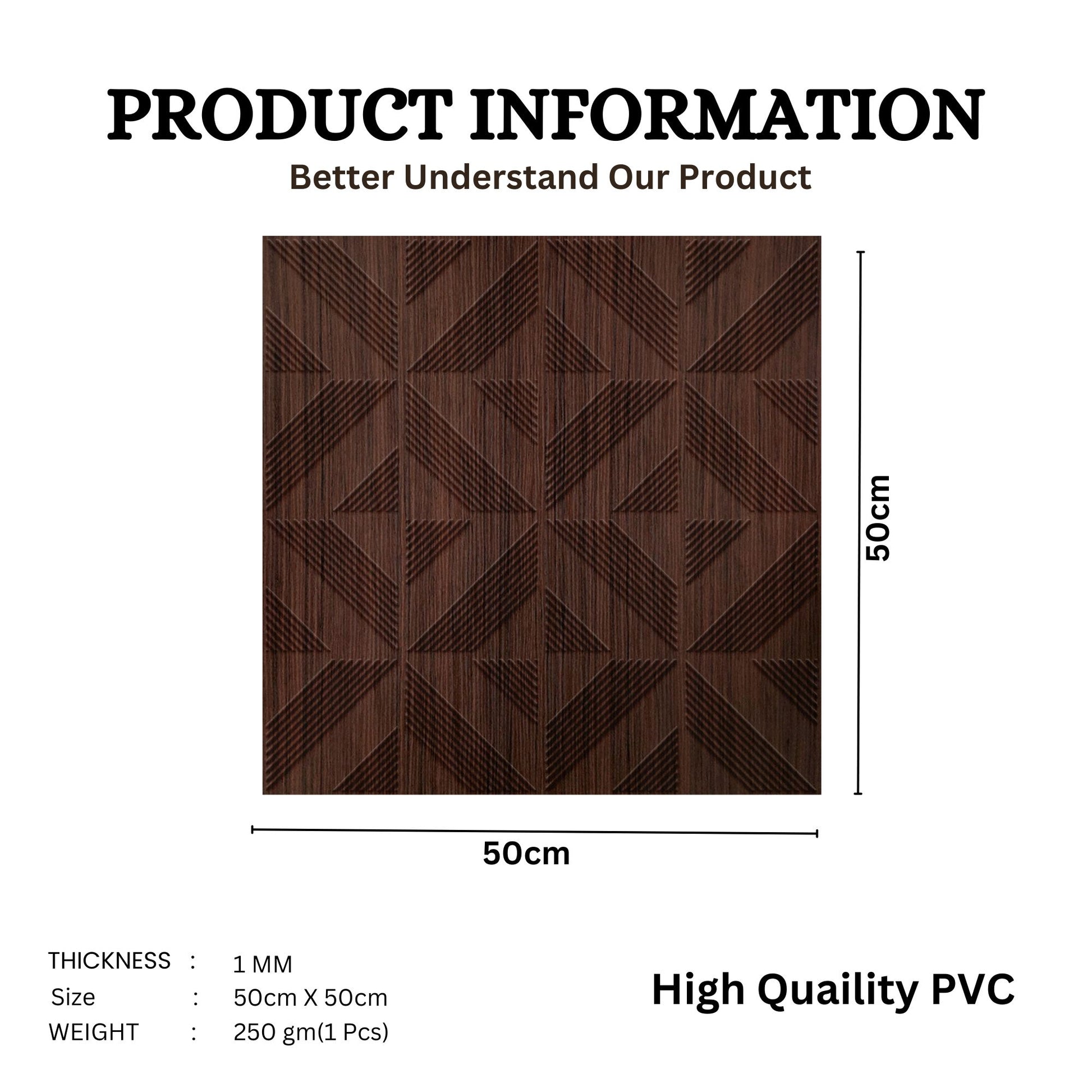 Walnut Wood Self Adhesive Panels triangle Design