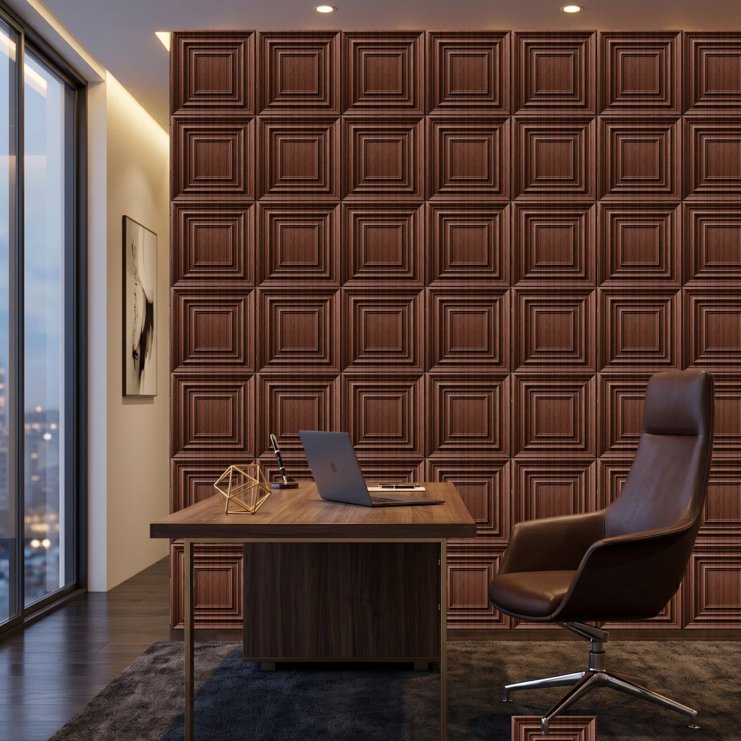 Walnut Wood 3D Wall Panels Accent Design1