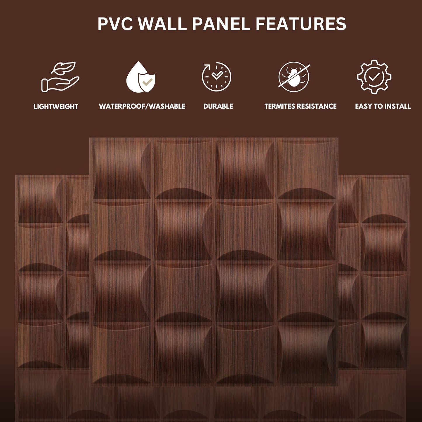 Walnutwood Block Design 3D Wall Panel View-2