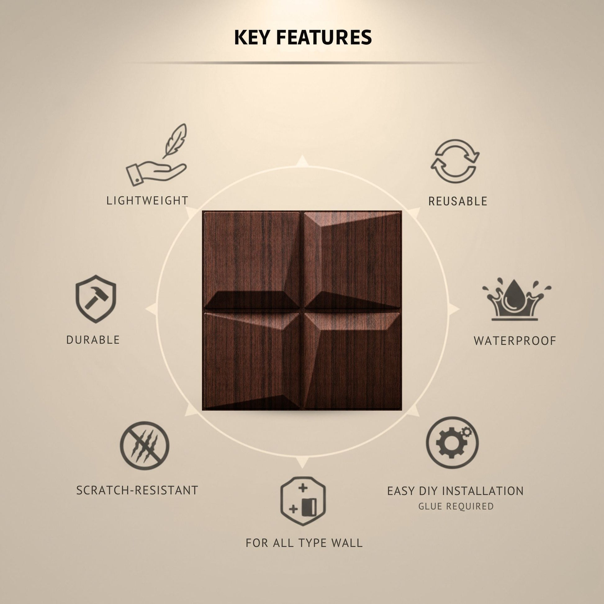 Walnut Wood 3D Wall Panels Cube Design-3