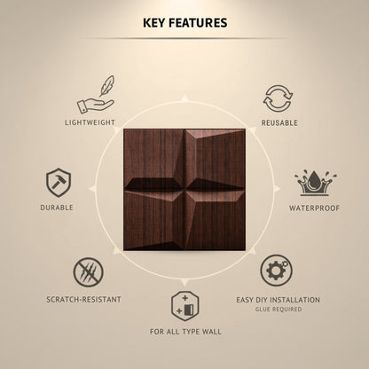 Walnut Wood 3D Wall Panels Cube Design-3