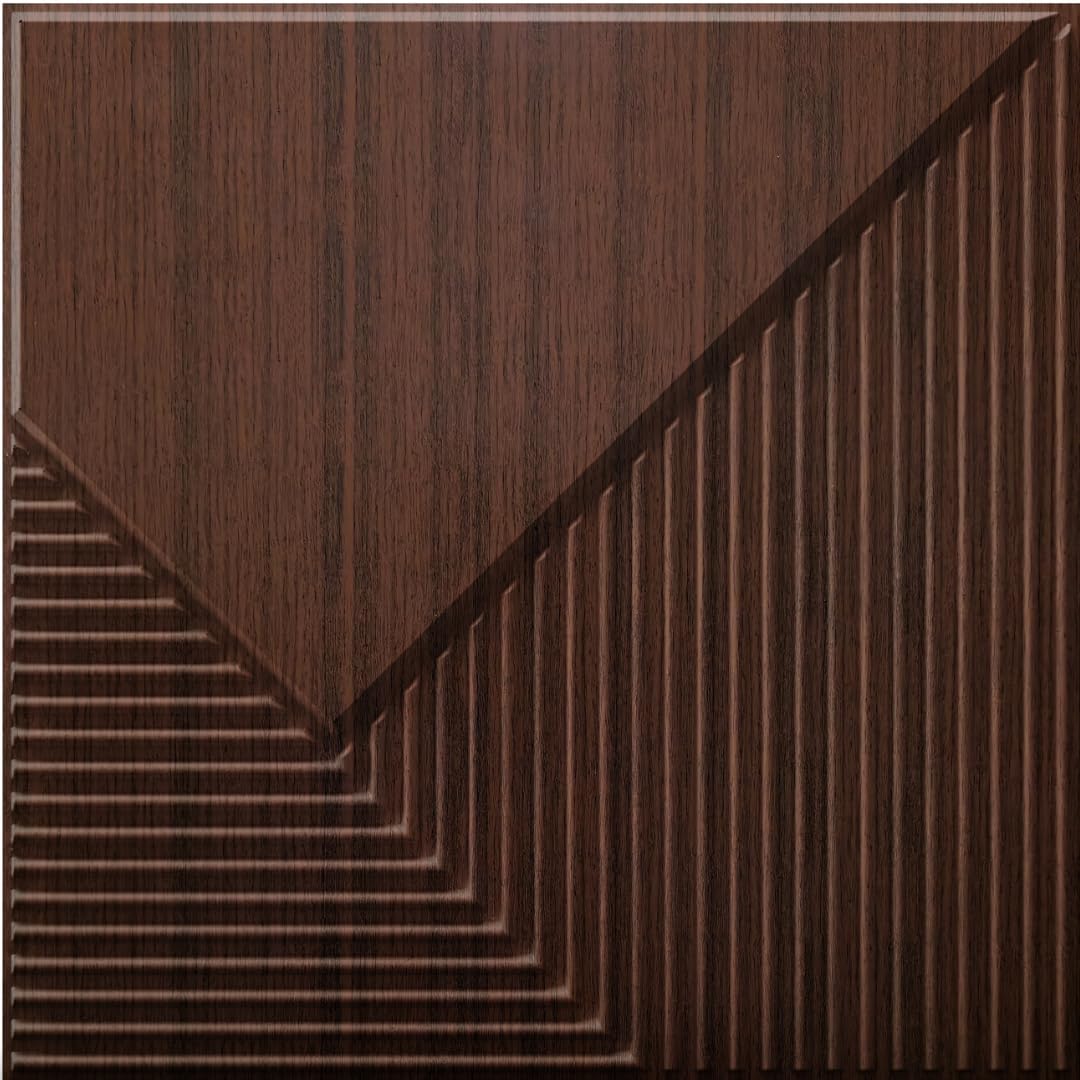 Walnut Wood 3D Wall Panels Fluted Design
