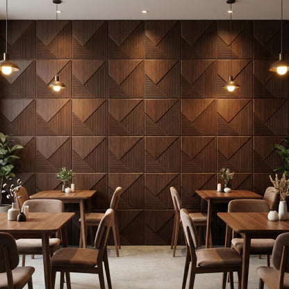Walnut Wood 3D Wall Panels Fluted Design
