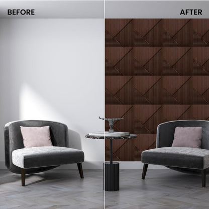 Walnut Wood 3D Wall Panels Fluted Design
