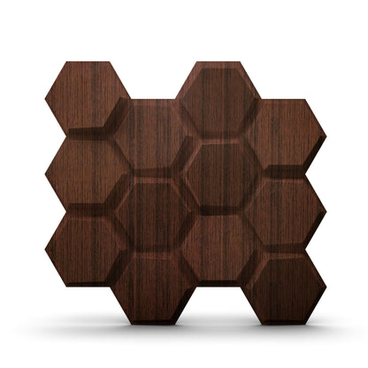 Walnut Wood 3D Wall Panels Hexagon Design-td038