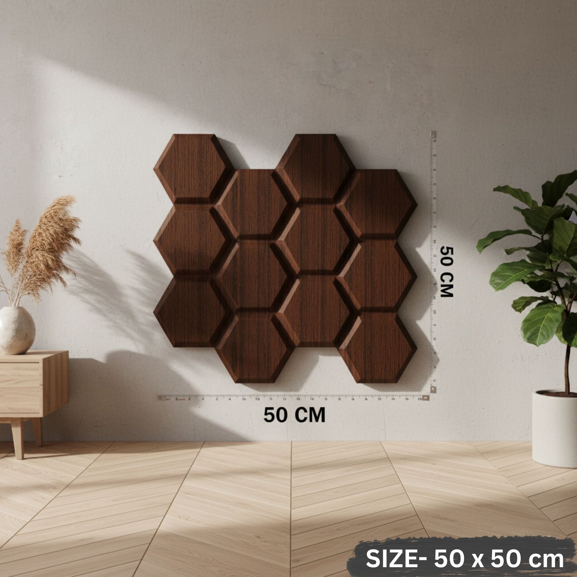 Walnut Wood 3D Wall Panels Hexagon Design-td038