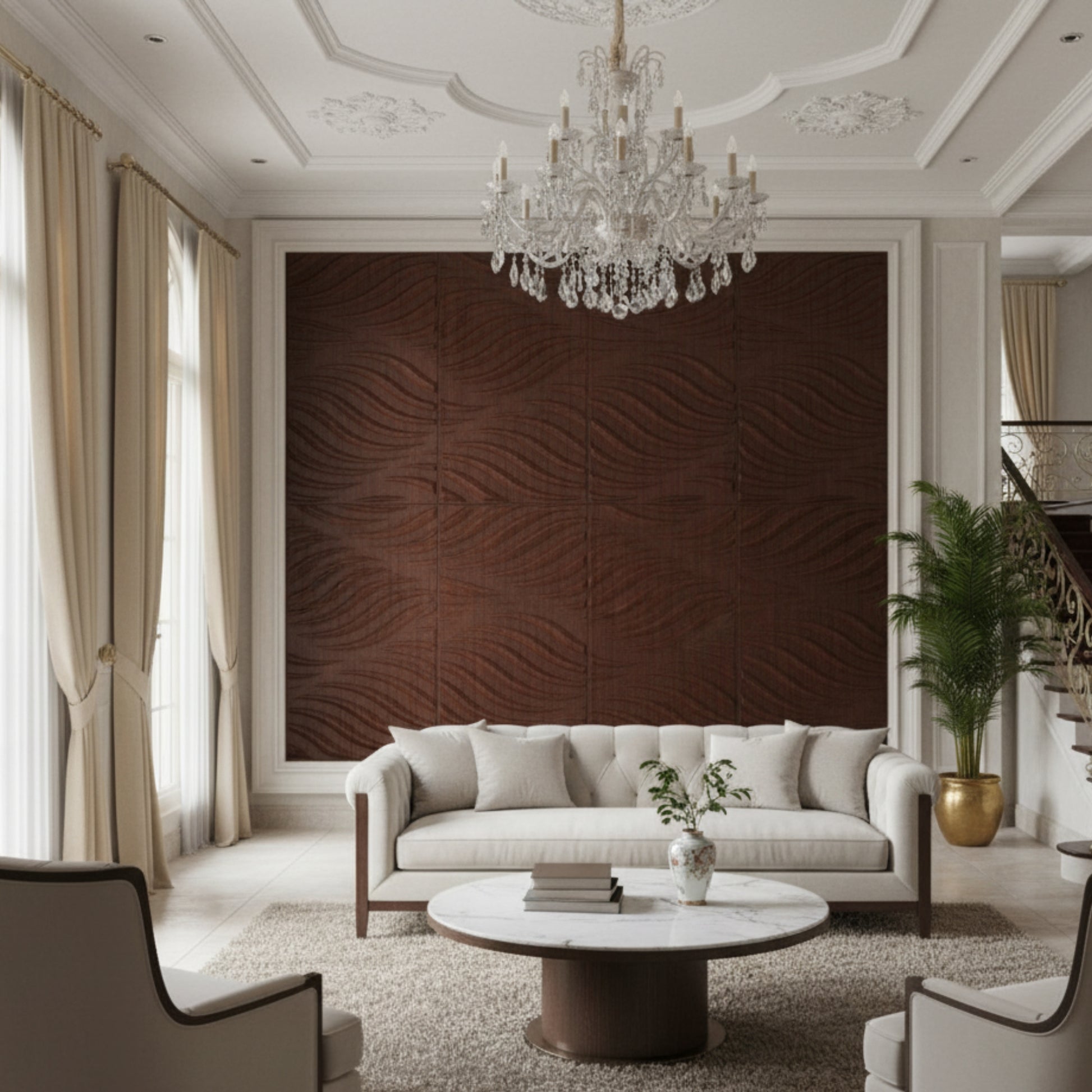 Walnut Wood 3D Wall Panels Swirl Design