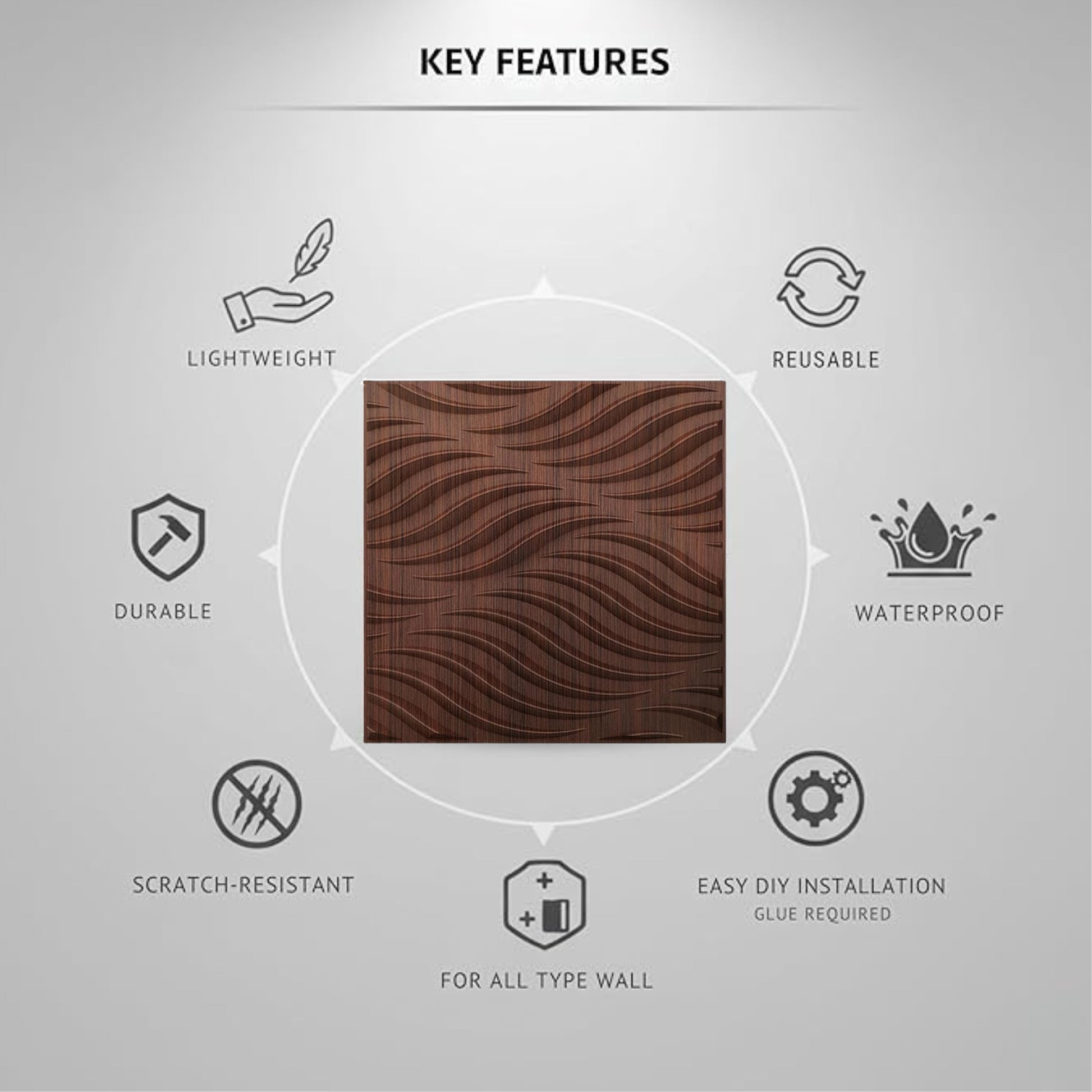 Walnut Wood 3D Wall Panels Swirl Design