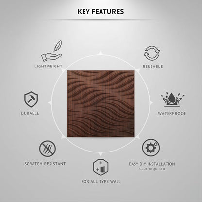 Walnut Wood 3D Wall Panels Swirl Design