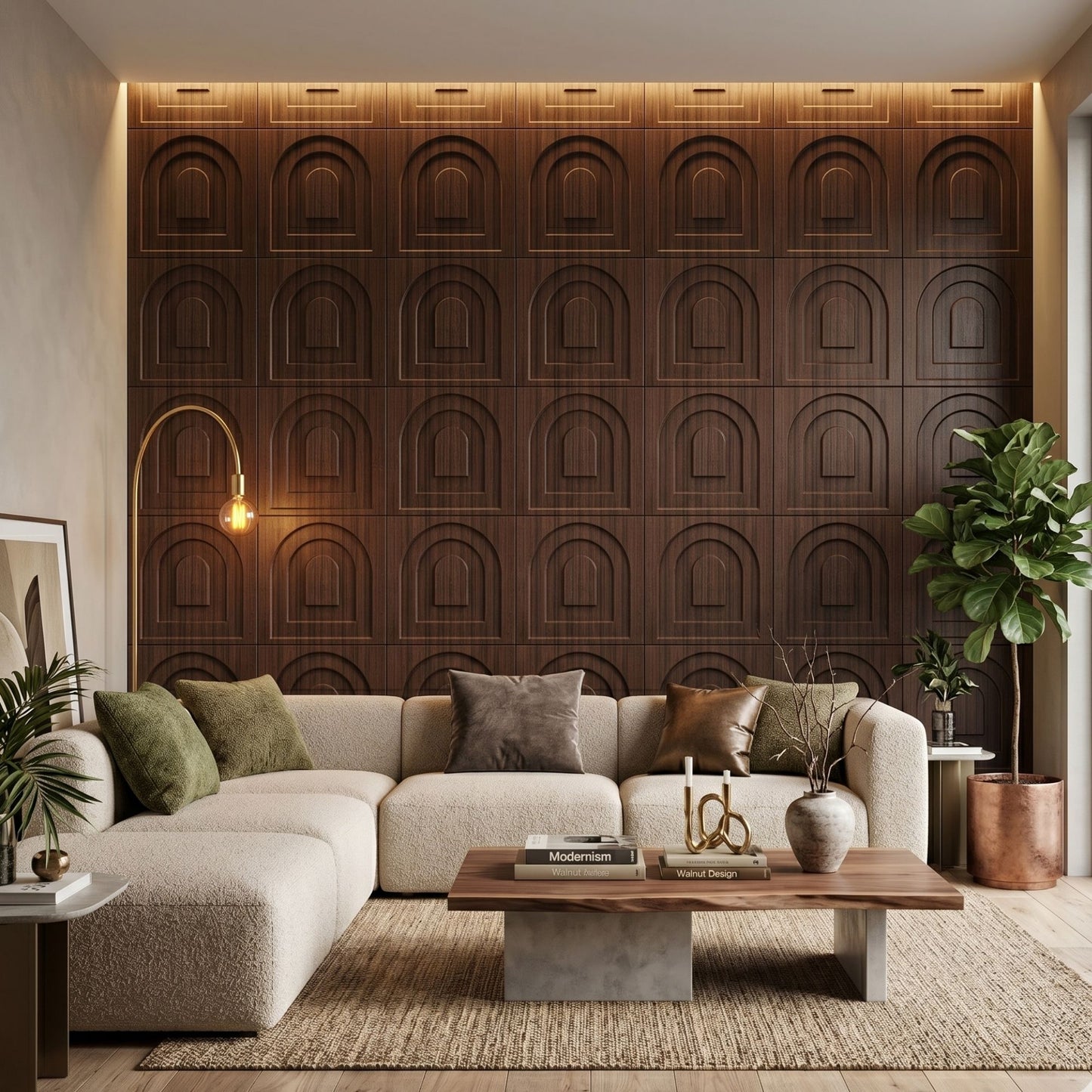 Walnut Wood Archi Design 3D Wall Panel-1