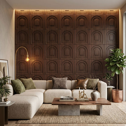Walnut Wood Archi Design 3D Wall Panel-1