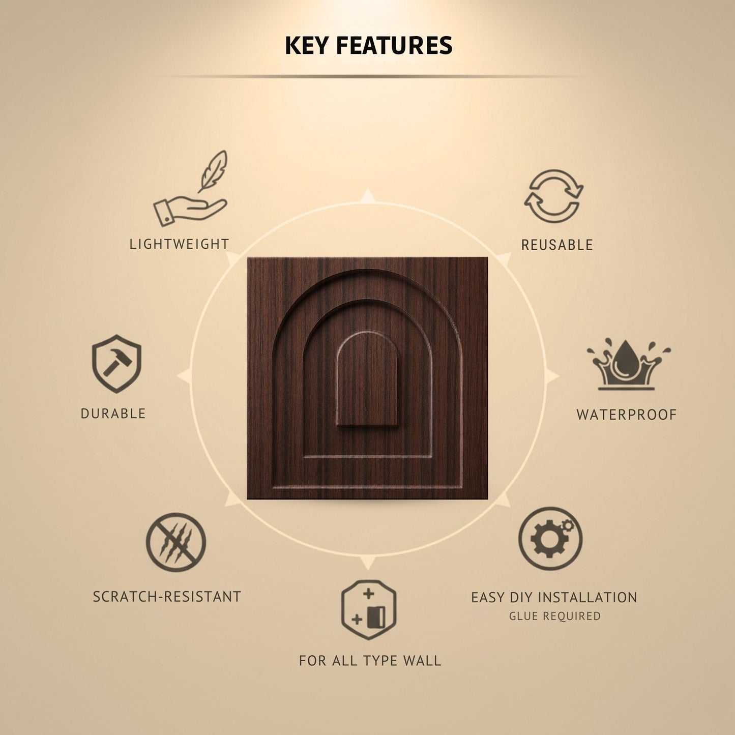 Walnut Wood Archi Design 3D Wall Panel-2