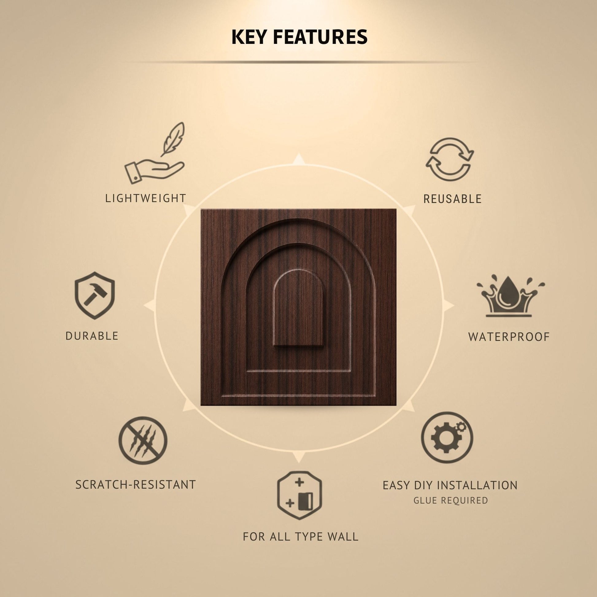 Walnut Wood Archi Design 3D Wall Panel-2