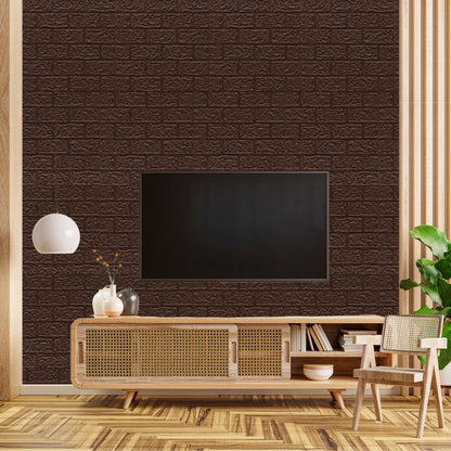 Walnut Wood Self Adhesive 3D Panels Brick Design