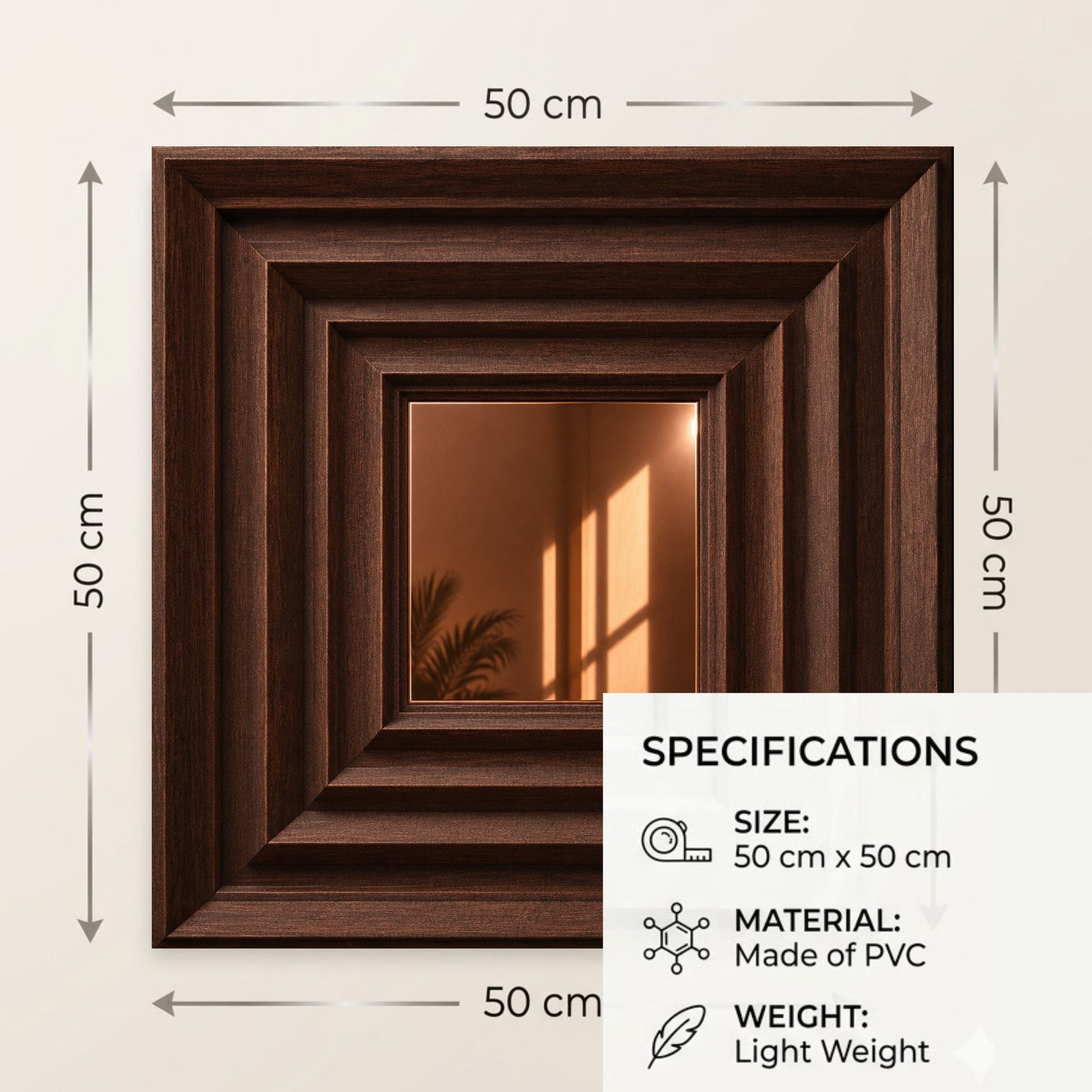 Walnut Wood Copper Accent Design Acrylic 3D Wall Panel-4