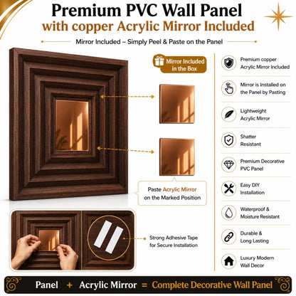 Walnut Wood Copper Accent Design Acrylic 3D Wall Panel-6