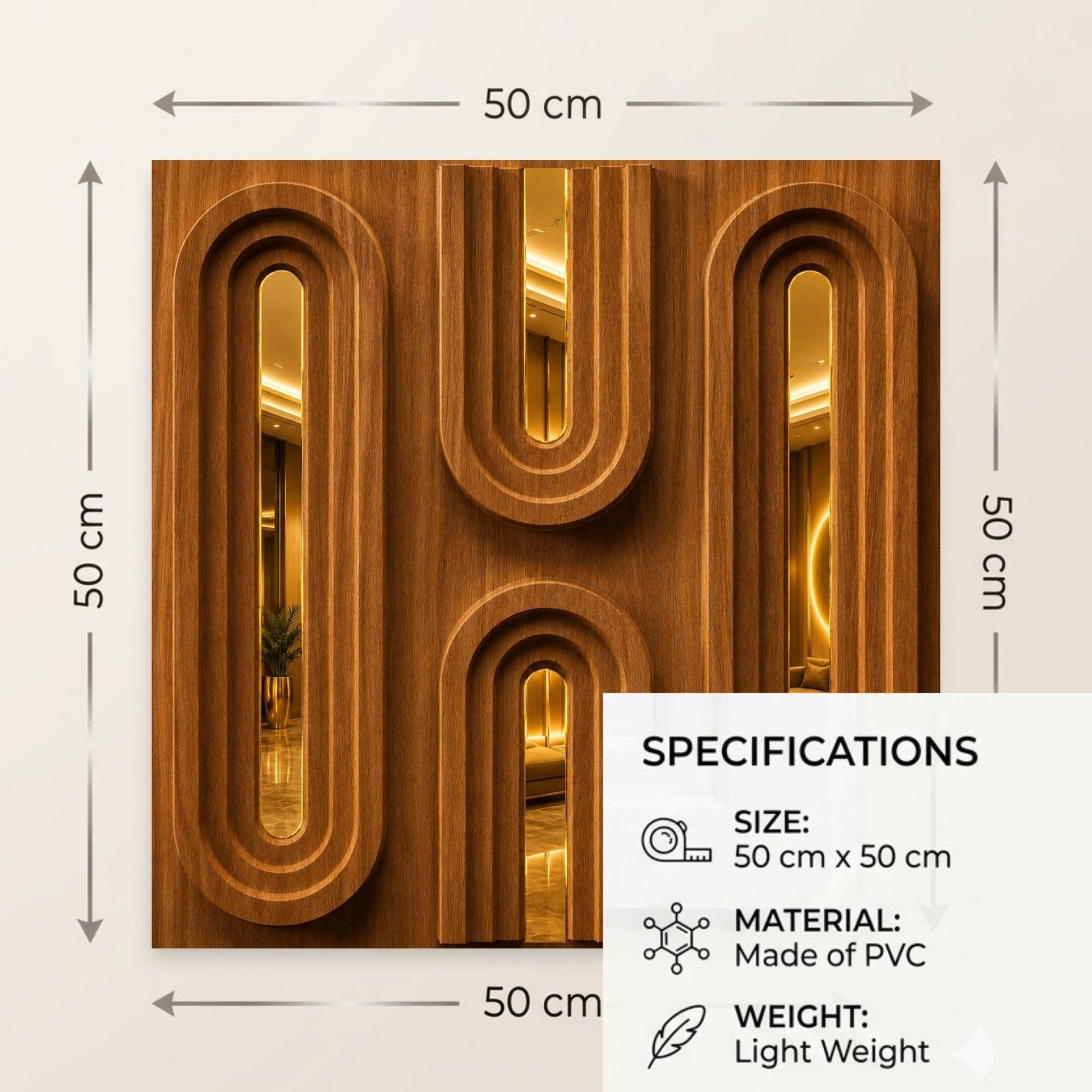 Walnut Wood Copper Acrylic Loops Design 3D Wall Panel-10