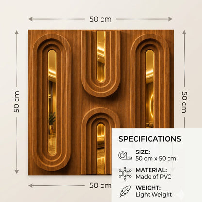 Walnut Wood Copper Acrylic Loops Design 3D Wall Panel-10