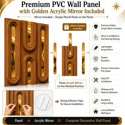 Walnut Wood Copper Acrylic Loops Design 3D Wall Panel-12
