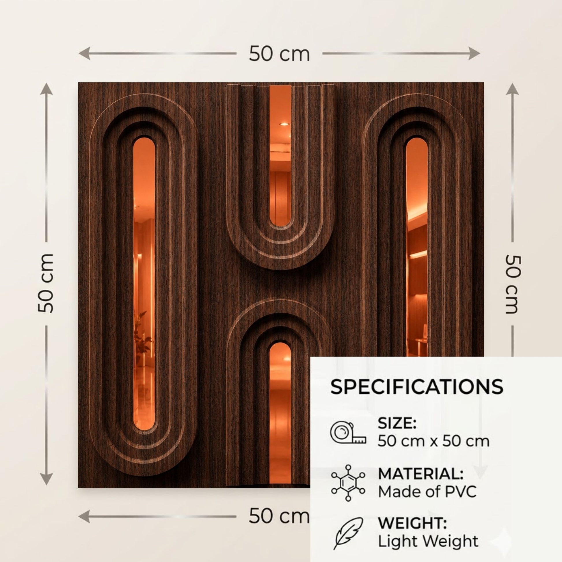 Walnut Wood Copper Acrylic Loops Design 3D Wall Panel-4