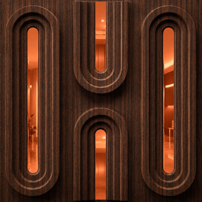 Walnut Wood Copper Acrylic Loops Design 3D Wall Panel