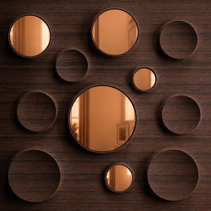 Walnut Wood Copper Acrylic Moon Design 3D Wall Panel