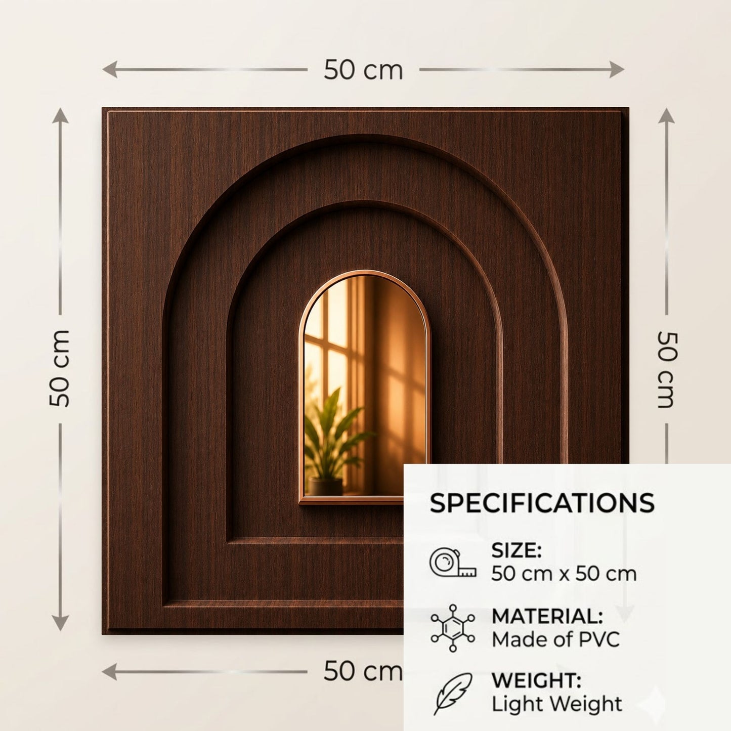 Walnut Wood Copper Archi Design Acrylic 3D Wall Panel-2