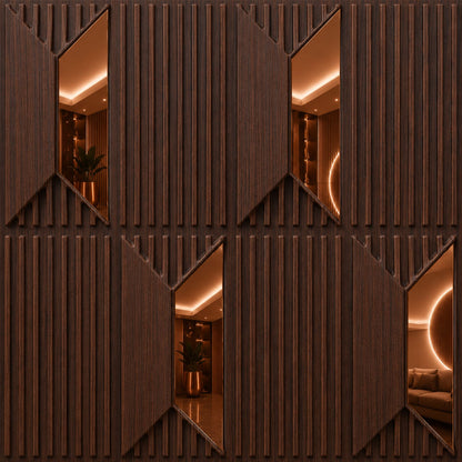 Walnut Wood Copper Artisan Design Acrylic 3D Wall Panel