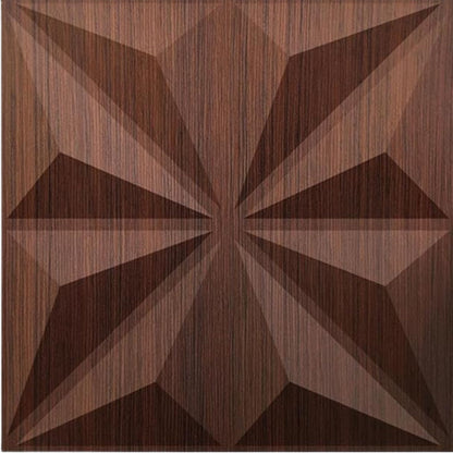 Walnut Wood Crystal Design 3D Wall Panel Front Front View