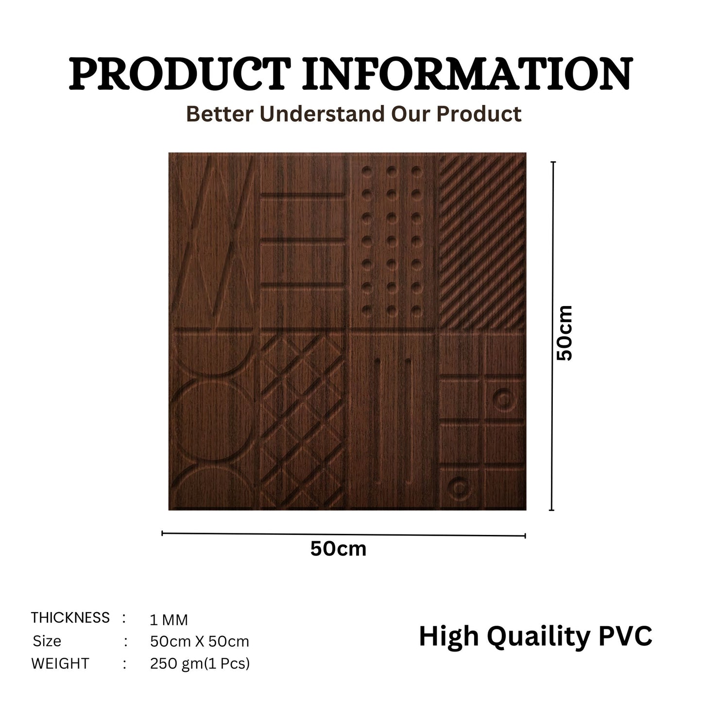 Walnut Wood Self Adhesive Panels Square Design