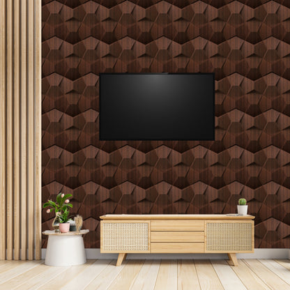 Walnut Wood 3D Wall Panels Hexa quarter Design