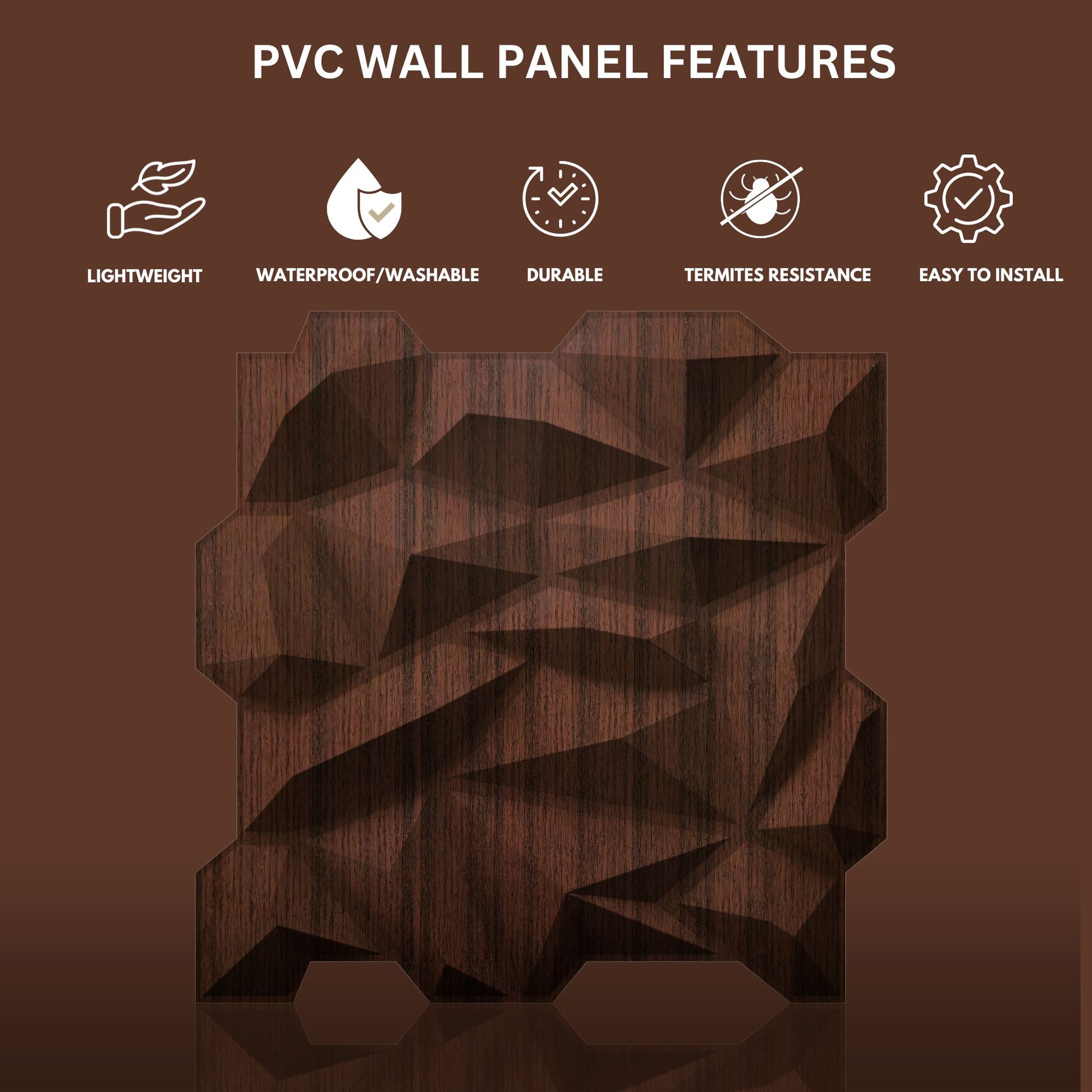 Walnut Wood Diamond Design 3D Wall Panel View-3