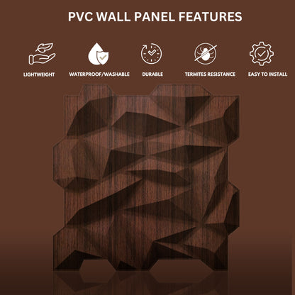 Walnut Wood Diamond Design 3D Wall Panel View-3