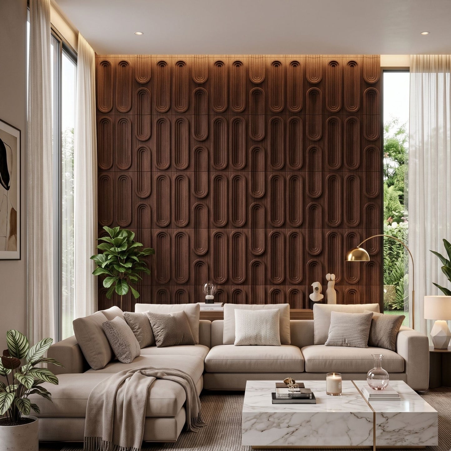 Walnut Wood Loops Design 3D Wall Panel-1
