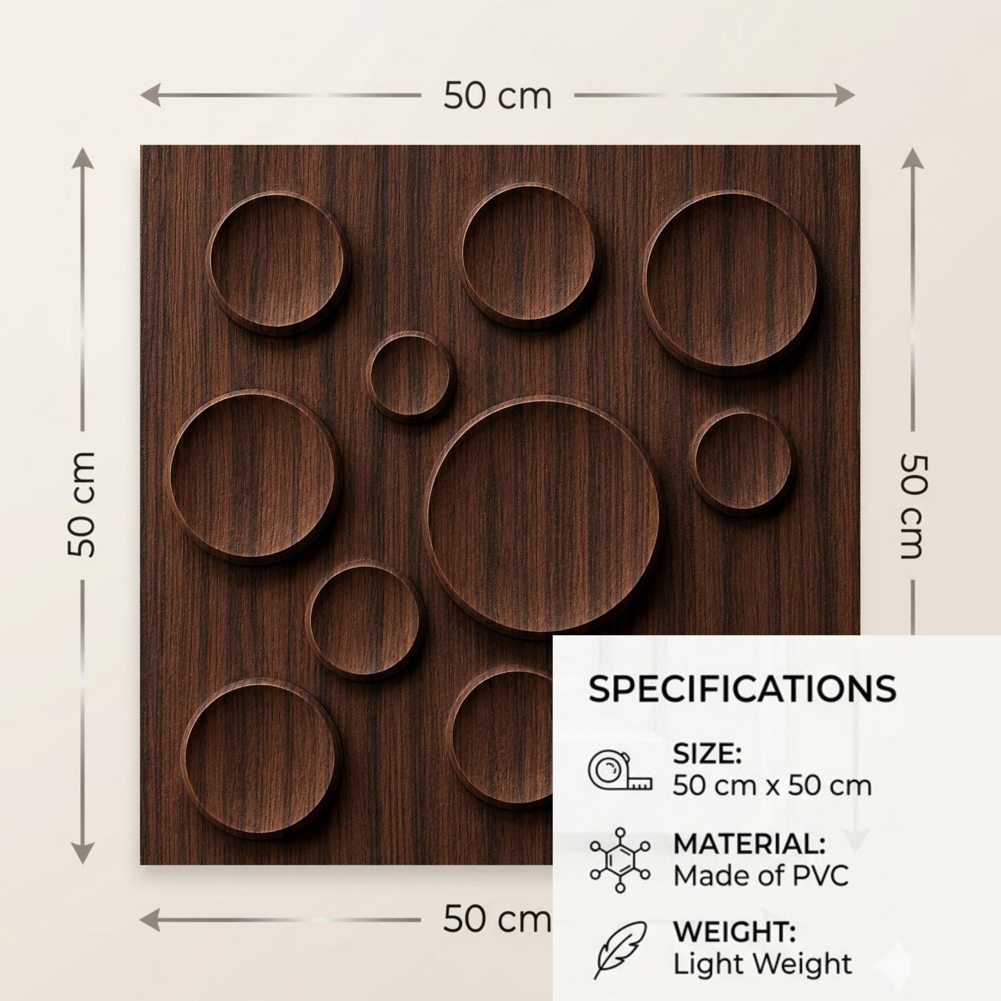 Walnut Wood Moon Design 3D Wall Panel-3