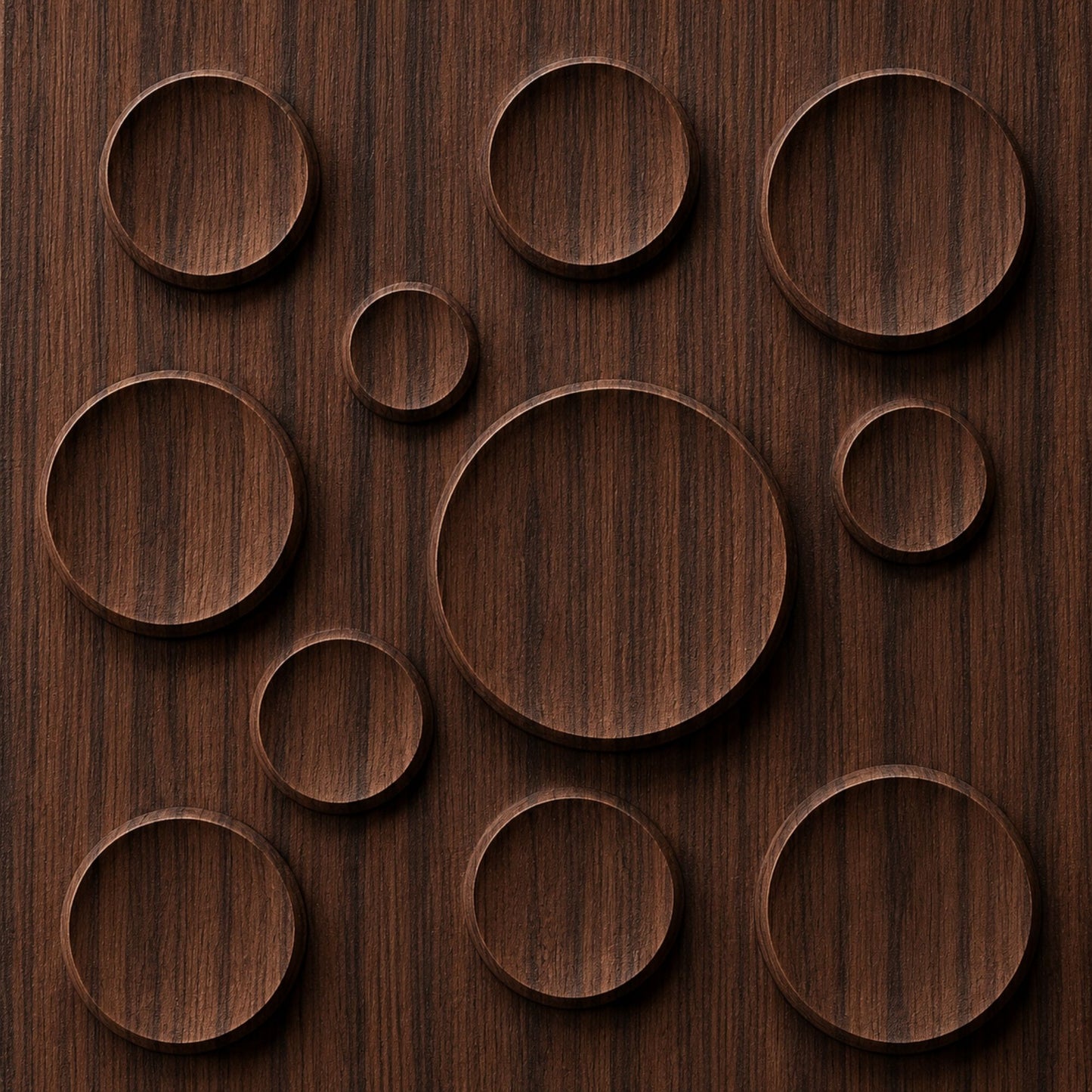 Walnut Wood Moon Design 3D Wall Panel