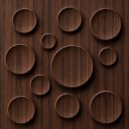 Walnut Wood Moon Design 3D Wall Panel