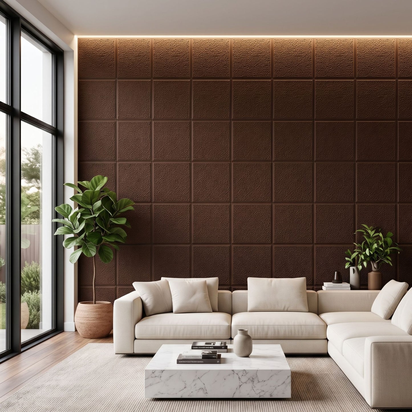 Walnut Wood Self Adhesive PVC wall Panels Textured Design
