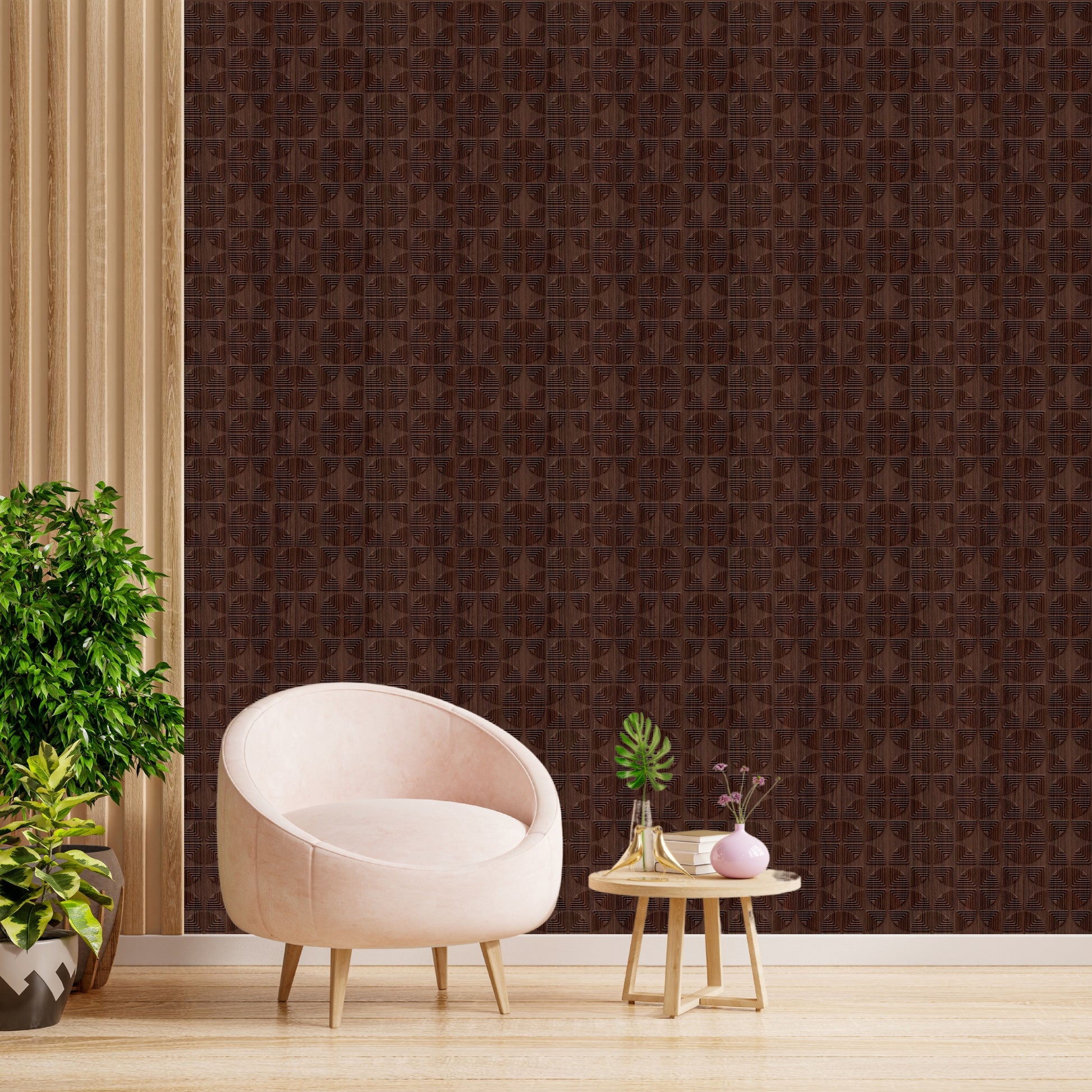 Walnut Wood Self Adhesive Panels Quarter Circle Design
