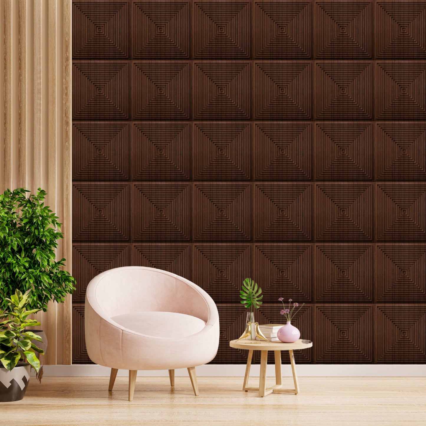 Walnut Wood Self Adhesive Panels Square Design TP112