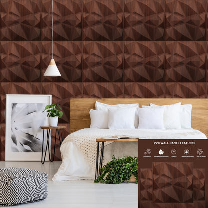 Walnutwood 3D Wall Panels Stone Design