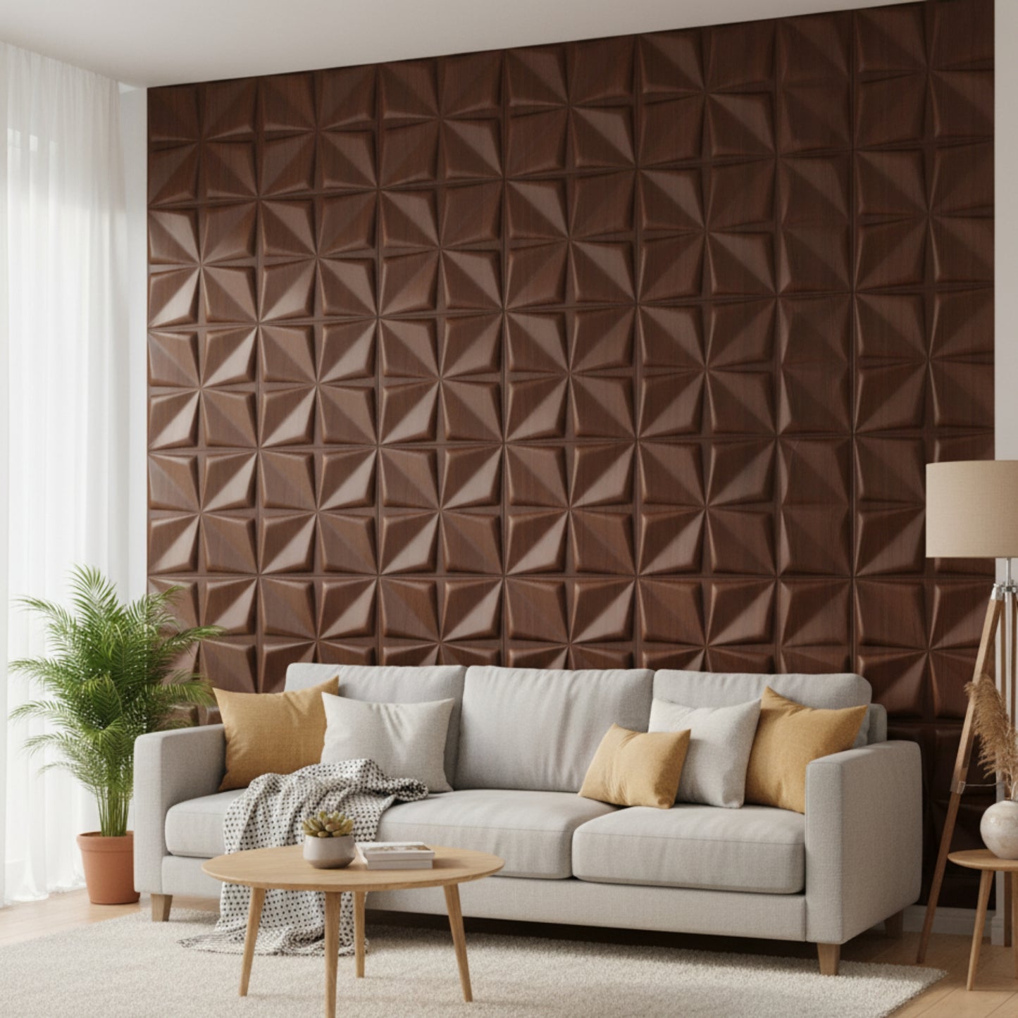 Walnut Wood 3D Wall Panels Bloom Design