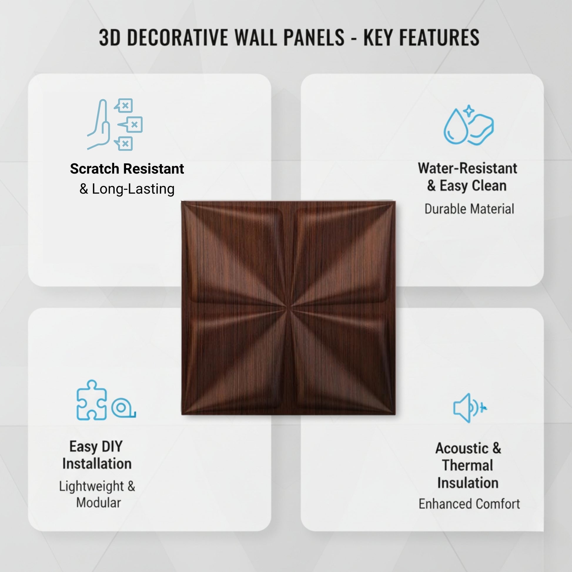 Walnut Wood 3D Wall Panels Bloom Design