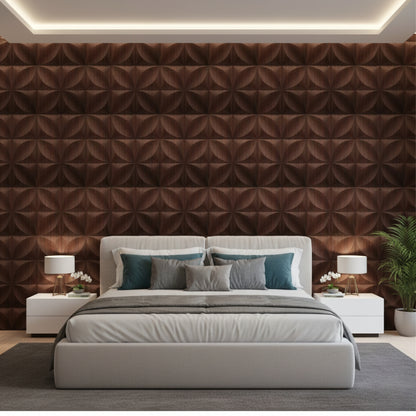 Walnut Wood 3D Wall Panels Butterfly Design